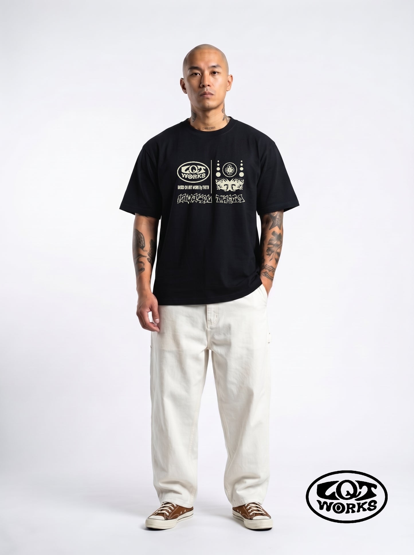 "LQTworks LOGO" T shirts 5.6oz comfort lightweight (Black)